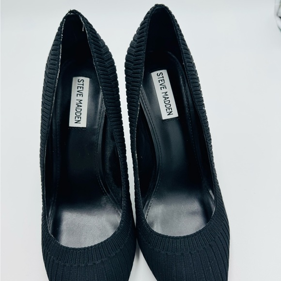 Steve Madden Deb Black Fabric Sock Like Heels - Picture 7 of 9